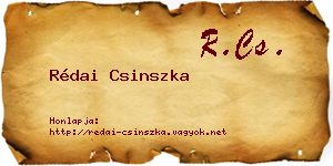 Rédai Csinszka névjegykártya